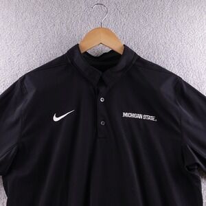 Nike Dri Fit Michigan State Spartans Golf Polo Shirt Mens Large Black Elite